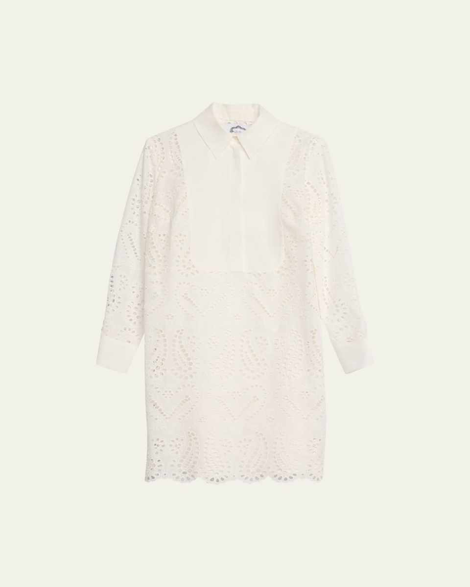 Juno Embroidered Cutout Midi Shirtdress